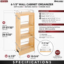REV A SHELF : Wood Wall Cabinet Pullout Organizer for 30" H Cabinets w/ BB Soft-Close