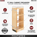 REV A SHELF : Wood Wall Cabinet Pullout Organizer for 30" H Cabinets w/ BB Soft-Close