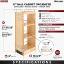 REV A SHELF : Wood Wall Cabinet Pullout Organizer for 30" H Cabinets w/ BB Soft-Close