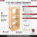 REV A SHELF : Wood Wall Cabinet Pullout Organizer for 30" H Cabinets w/ BB Soft-Close