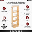 REV A SHELF : Wood Wall Cabinet Pullout Organizer for 36" H Cabinets w/ BB Soft-Close