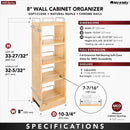 REV A SHELF : Wood Wall Cabinet Pullout Organizer for 36" H Cabinets w/ BB Soft-Close