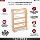 REV A SHELF : Wood Vanity Cabinet Pullout Organizer w/ Soft-Close
