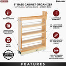 REV A SHELF : Wood Base Cabinet Pullout Organizer w/ BB Soft-Close