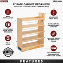 REV A SHELF : Wood Base Cabinet Pullout Organizer w/ BB Soft-Close