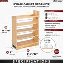 REV A SHELF : Wood Base Cabinet Pullout Organizer w/ BB Soft-Close