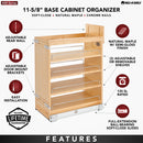 REV A SHELF : Wood Base Cabinet Pullout Organizer w/ Soft-Close