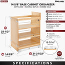 REV A SHELF : Wood Base Cabinet Pullout Organizer w/ Soft-Close