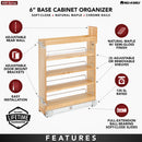 REV A SHELF : Wood Base Cabinet Pullout Organizer w/ Soft-Close