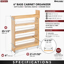 REV A SHELF : Wood Base Cabinet Pullout Organizer w/ Soft-Close