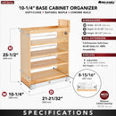 REV A SHELF : Wood Base Cabinet Pullout Organizer w/ Soft-Close