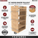 REV A SHELF : Wood Tall Cabinet Pullout Pantry Organizer w/ Soft-Close
