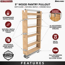 REV A SHELF : Wood Tall Cabinet Pullout Pantry Organizer w/ Soft-Close