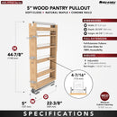 REV A SHELF : Wood Tall Cabinet Pullout Pantry Organizer w/ Soft-Close