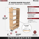 REV A SHELF : Wood Tall Cabinet Pullout Pantry Organizer w/ Soft-Close