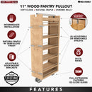REV A SHELF : Wood Tall Cabinet Pullout Pantry Organizer w/ Soft-Close