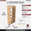 REV A SHELF : Wood Tall Cabinet Pullout Pantry Organizer w/ Soft-Close