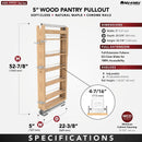 REV A SHELF : Wood Tall Cabinet Pullout Pantry Organizer w/ Soft-Close