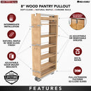 REV A SHELF : Wood Tall Cabinet Pullout Pantry Organizer w/ Soft-Close