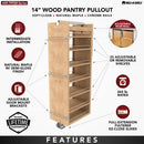 REV A SHELF : Wood Tall Cabinet Pullout Pantry Organizer w/ Soft-Close