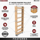 REV A SHELF : Wood Tall Cabinet Pullout Pantry Organizer w/ Soft-Close