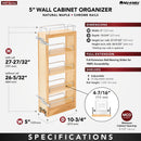 REV A SHELF : Wood Wall Cabinet Pullout Organizer
