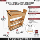 REV A SHELF : 5" Craftsman Collection Solid Maple Base Cabinet Pullout Organizer w/ Black Accents and BLUM Soft-Close Slides for 9" Base Cabinets