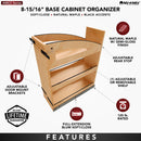 REV A SHELF : 9" Craftsman Collection Solid Maple Base Cabinet Pullout Organizer w/ Black Accents and BLUM Soft-Close Slides for 12" Base Cabinets