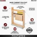 REV A SHELF : Wood Base Cabinet Knife Block Pullout Organizer w/ Soft-Close