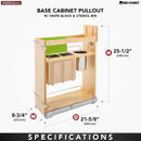 REV A SHELF : Wood Base Cabinet Knife Block Pullout Organizer w/ Soft-Close