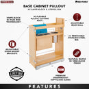 REV A SHELF : Wood Base Cabinet Knife Block Pullout Organizer w/ Soft-Close