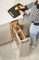 REV A SHELF : 5" Craftsman Collection Solid Maple Knife Block Pullout Organizer w/ Black Accents and BLUM Soft-Close Slides for 9" Base Cabinets