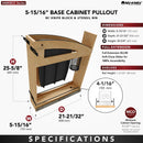 REV A SHELF : 5" Craftsman Collection Solid Maple Knife Block Pullout Organizer w/ Black Accents and BLUM Soft-Close Slides for 9" Base Cabinets