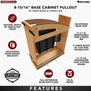 REV A SHELF : 8" Craftsman Collection Solid Maple Knife Block Pullout Organizer w/ Black Accents and BLUM Soft-Close Slides for 12" Base Cabinets