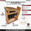 REV A SHELF : 8" Craftsman Collection Solid Maple Knife Block Pullout Organizer w/ Black Accents and BLUM Soft-Close Slides for 12" Base Cabinets