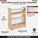 REV A SHELF : Wood Base Cabinet OXO Pullout Organizer w/ Soft-Close