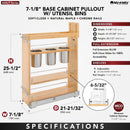 REV A SHELF : Wood Base Cabinet Utensil Pullout Organizer w/ Soft-Close