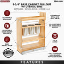 REV A SHELF : Wood Base Cabinet Utensil Pullout Organizer w/ Soft-Close