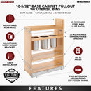 REV A SHELF : Wood Base Cabinet Utensil Pullout Organizer w/ Soft-Close