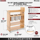 REV A SHELF : Wood Base Cabinet Utensil Pullout Organizer w/ Soft-Close