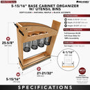 REV A SHELF : 5" Craftsman Collection Solid Maple Utensil Pullout Organizer w/ Black Accents and BLUM Soft-Close Slides for 9" Base Cabinets