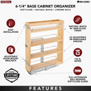 REV A SHELF : Wood Base Cabinet Pullout Organizer w/ Soft-Close