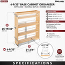 REV A SHELF : Wood Base Cabinet Pullout Organizer w/ Soft-Close