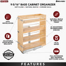 REV A SHELF : Wood Base Cabinet Pullout Organizer w/ Soft-Close