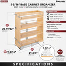 REV A SHELF : Wood Base Cabinet Pullout Organizer w/ Soft-Close