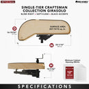 REV A SHELF : Maple Single-Tier Craftsman Collection Girasolo w/ Soft-Close and Black Accents for 12” Left Opening/Blind Right Corner Cabinet