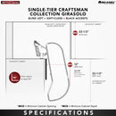 REV A SHELF : Maple Single-Tier Craftsman Collection Girasolo w/ Soft-Close and Black Accents for 12” Right Opening/Blind Left Corner Cabinet