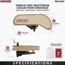 REV A SHELF : Maple Single-Tier Craftsman Collection Girasolo w/ Soft-Close and Black Accents for 12” Right Opening/Blind Left Corner Cabinet