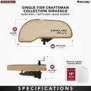 REV A SHELF : Maple Single-Tier Craftsman Collection Girasolo w/ Soft-Close and Black Accents for 15” Left Opening/Blind Right Corner Cabinet