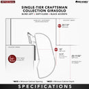 REV A SHELF : Maple Single-Tier Craftsman Collection Girasolo w/ Soft-Close and Black Accents for 15” Right Opening/Blind Left Corner Cabinet